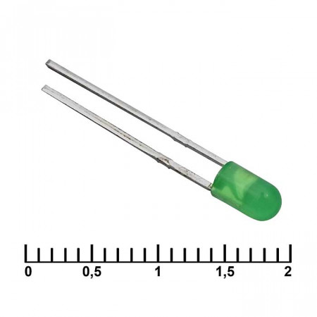 Светодиоды 3 mm green 30 mCd   20